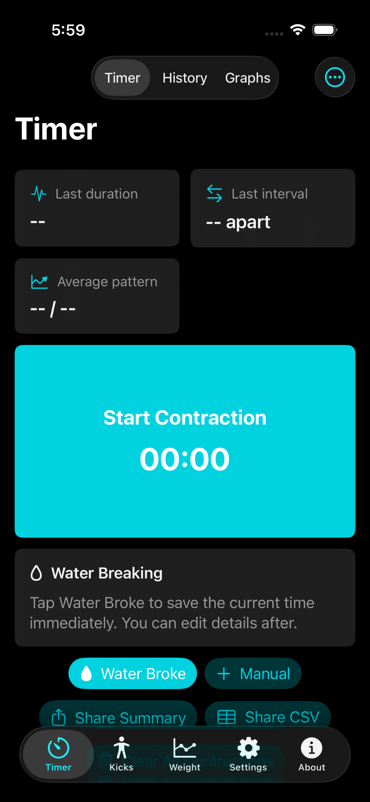 LocalOne Contractions timer screen