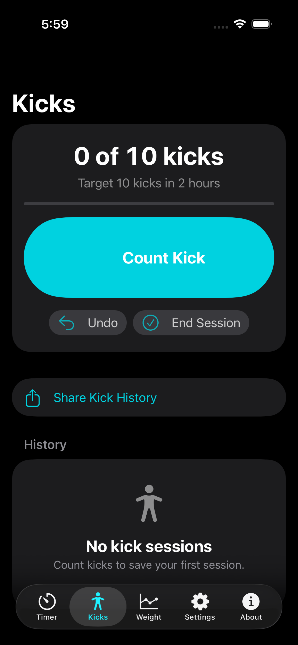 Kick counter screen