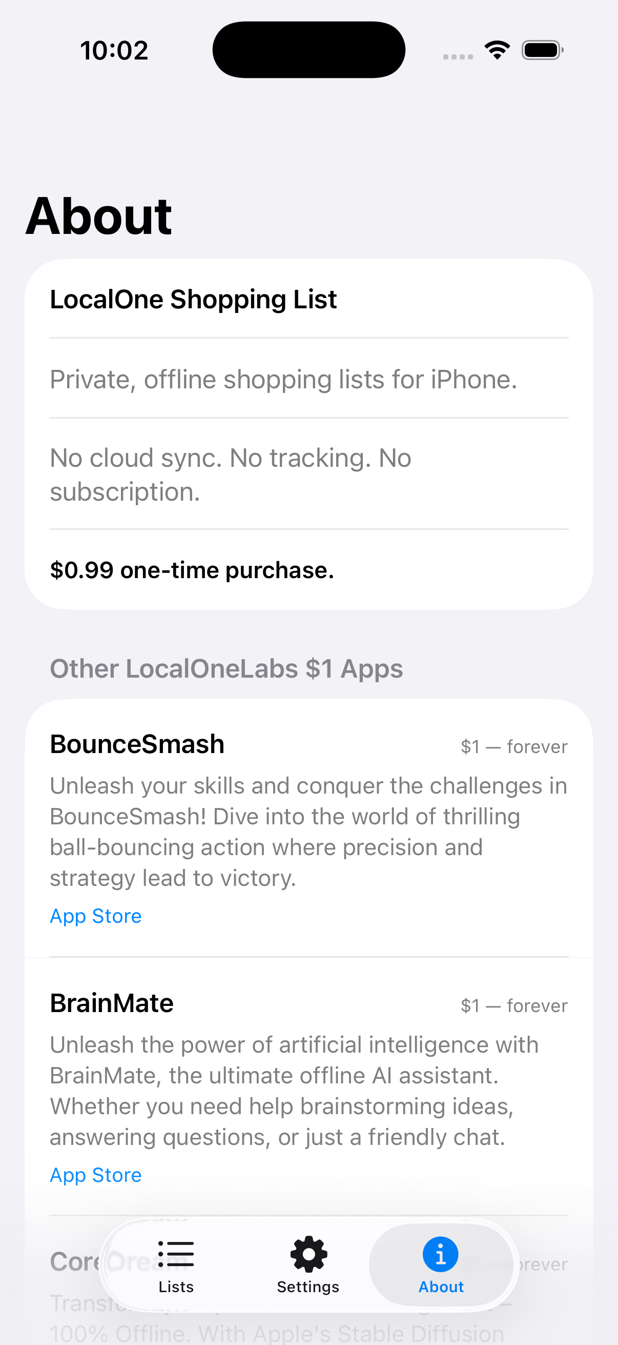 About LocalOne Shopping List